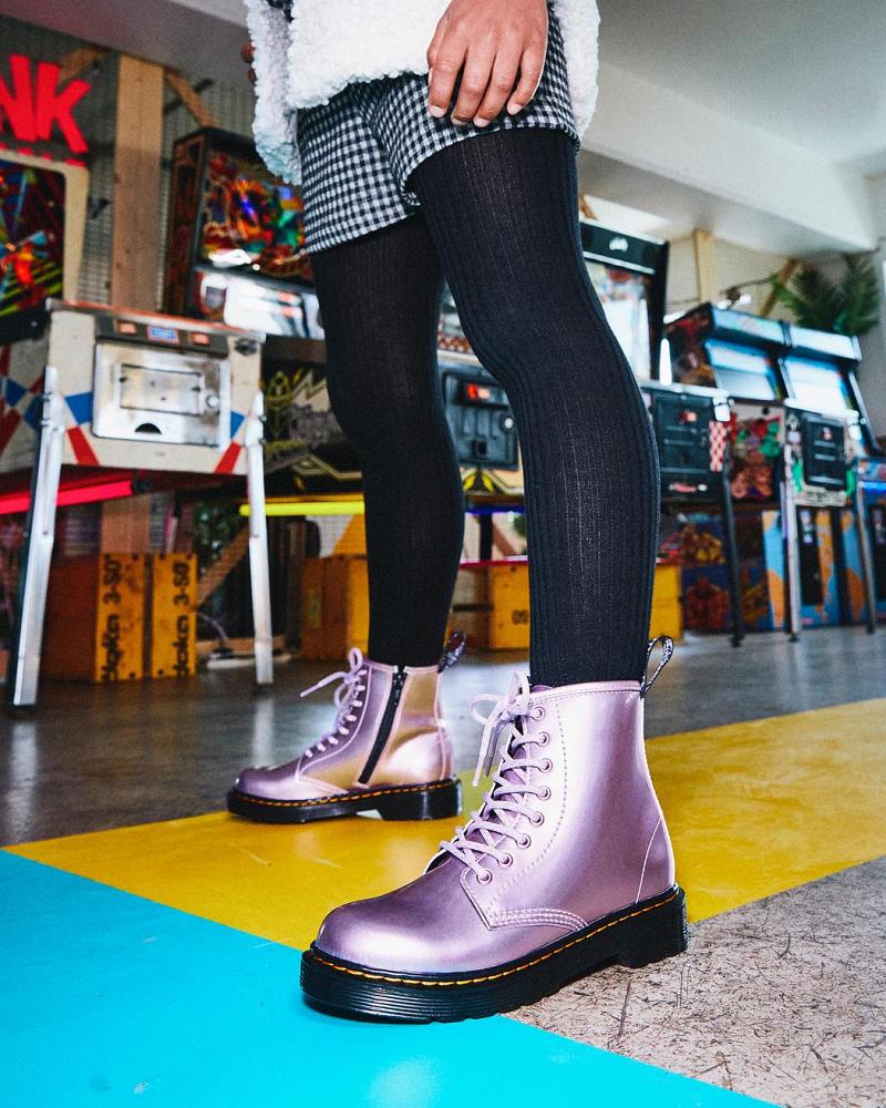 Dr Martens Junior 1460 Metallic Snørestøvletter Barn Rosa | Norge 141WNB